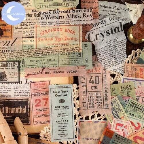 YueGuangXia Medieval Chip Multi-Material Deco Diary Material Sticker Scrapbooking Planner Toy Decorative School Stationery 60Pcs