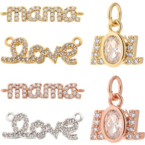 Letter Alphabet Jewelry Making Supplies Charms Cute Cubic Zircon Designer Earrings Neckalce Pendant Charms Gold Silver Color