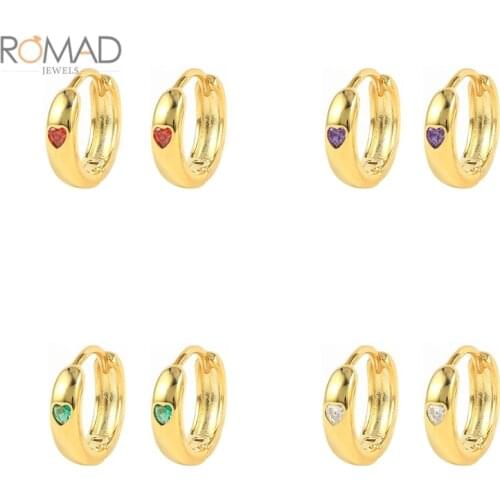 ROMAD 9mmWomen Round Purple Heart Shape Crystal Earrings 925 Sterling Silver Earrings Earring Fine Jewelry Pendientes Plata