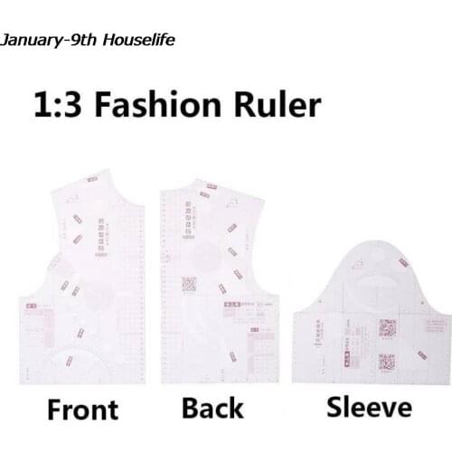 1:3 Transparent Women Cloth Design Ruler Drafting Template Garment Craft Prototype Ruler Tool