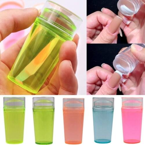 1Set Neon/Clear Color Nail Stamper Jelly Print Silicone Transfer Scraper For Easy-French Plate Tools Manicure Accessories YZ#085