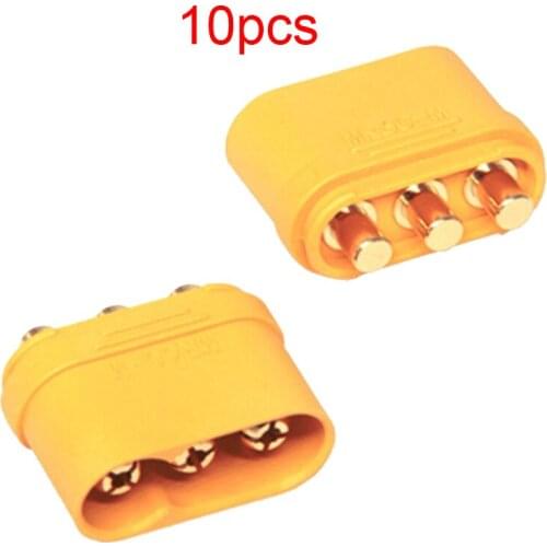 10PCS Amass MR60PB Male Three-core 3 Core Plug T Plug Interface Connector Gold Plated for RC Drone Models Battery Parts