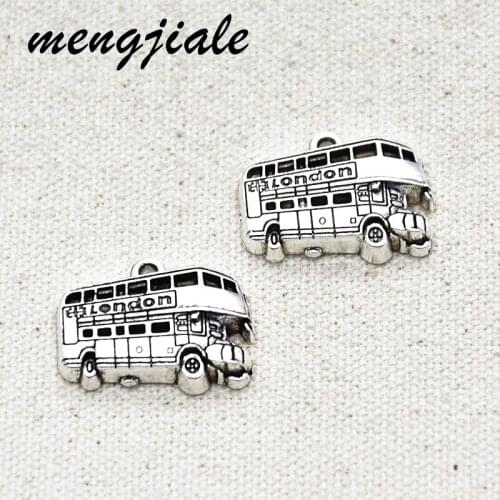 12pcs Hot Sell Alloy Silver Color London Bus Charms Pendant DIY Metal Jewelry Making