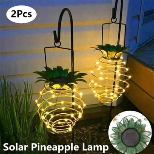 2PCS 60LED Pineapple Solar Light Waterproof Garden Lamp Lantern Hanging Lights For Patio Courtyard Party Walkway Lawn Decoration