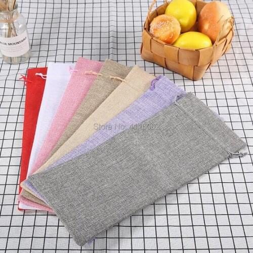 300pcs 16*37cm Rustic Imitation Jute Burlap Wine Bags Drawstring Wine Bottle Covers Weddings Party Champagne Gift Package Bags