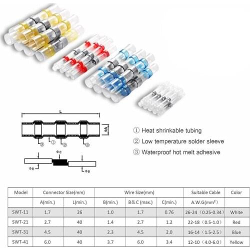 500Pcs Practical Electrical Waterproof Seal Heat Shrink Butt Terminals Solder Sleeve Wire Connectors Heat shrinkable solder ring