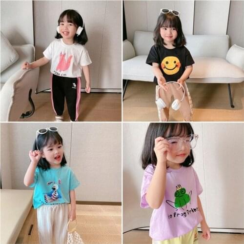 8colors Girls Boys Summer cartoon Printed Cotton T-shirts Fashion Baby Kids Tees Shirts Comfortable Tops Children Clothes