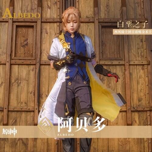 Anime Genshin Impact Albedo Cosplay Costume Game Suit Uniform Halloween Outfit For Men New 2020