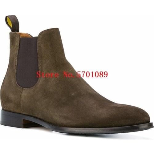 Genuine Leather Chelsea Boots Wyatt Suede Elastic Panel Slip On Ankle-high Calfskin Suede Chelsea Boots Paris Fashion Shoes