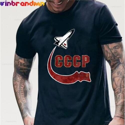 CCCP Space Program T-shirt Russia CCCP Tshirt Sputnik Space Program Tees Custom USSR Tops Streetwear Punk Shirts Hombre Camiseta
