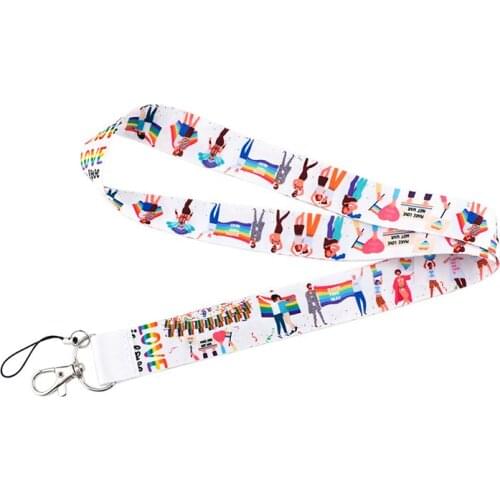 Homosexuality Love Lanyard Keys Phone Holder Funny Neck Strap With Keyring ID Card DIY Animal webbings ribbons Hang Rope