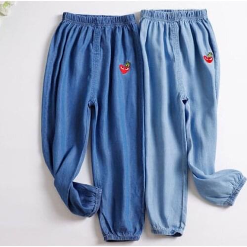 Denim trousers for boys and girls thin cool trousers for summer