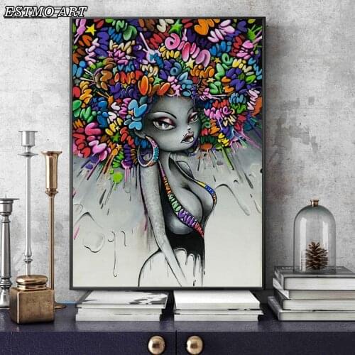 Canvas painting set Modern Street Wall Art Pictures For living Room Graffiti Beautiful woman Scandinavian paintings on the wall