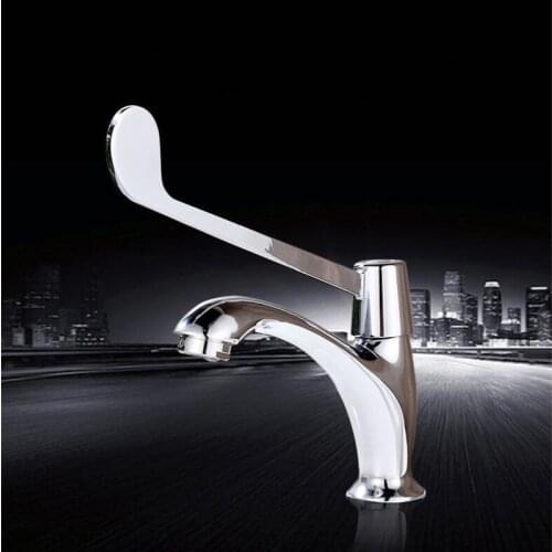 Chrome finished brass material single cold hospital sink faucet super long handle basin faucet