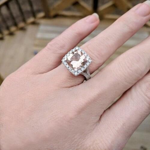 Exquisite Luxury Lady Pink Zircon Ring Luxury Engagement Wedding Lady 925 Silver Jewelry Lady Bridal Ring Diamond Ring
