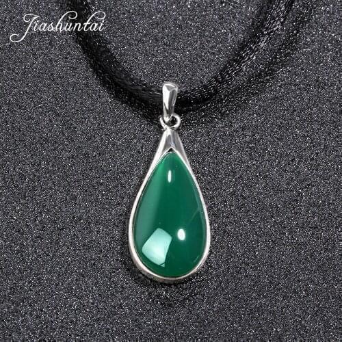 JIASHUNTAI Retro 100% 925 Silver Sterling Royal Natural Stones Pendant Necklace Jewelry For Women Vintage