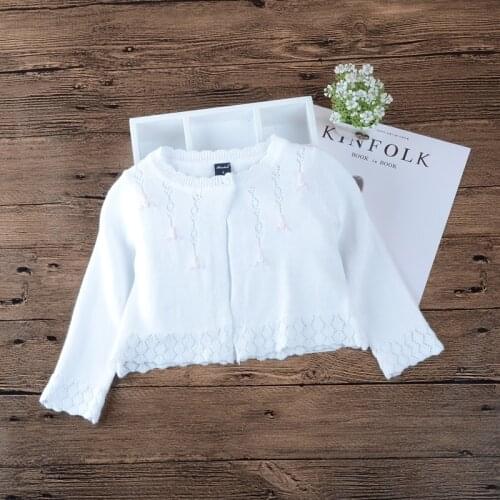 Ivory Sweet Spring Baby Girl Jacket Outerwear Coat Thin Cotton Cardigan Sweater 3 6 9 12 18 24 Month Infant Toddler Cloth 205020