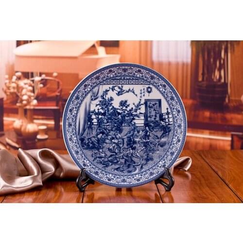 Chinese Antique Blue White Porcelain Wall Decorative Ceramic Plates For Wall Hanging