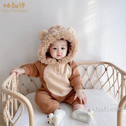 Newborn Baby Jumpsuit Set Baby Girl Suit Boy Kids Winter Clothes Cute Lion Romper Girl Toddler Warm Outwear Children Clothing
