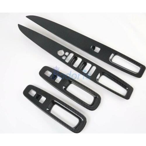 Carbon Fiber Look Interior Door Armrest Panel Window Switch Lift Button Cover For Hyundai Elantra CN7 2020 2021 Auto Accessories