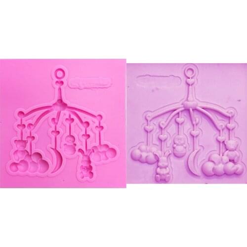 M0989 DIY rabbit,bear,moon,baby silicone mold Wind bell sugar cake decoration tools Kitchen,Dining & Bar baking accessories