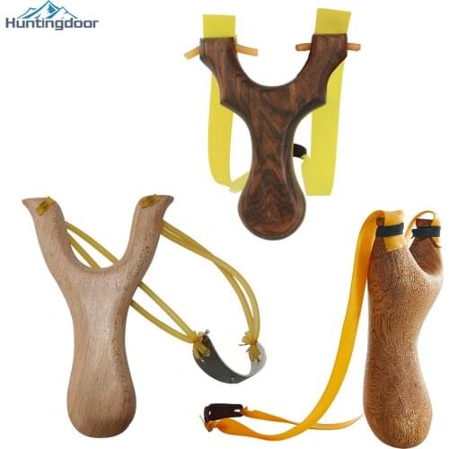 Powerful Slingshot Super Velocity Hunting Slingshot Catapult Outdoor Games Sling Hunting Quaint Pure Solid Wooden Handle Boy Gif