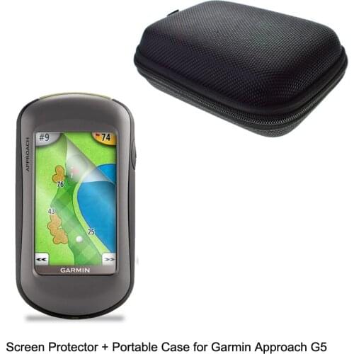 Outdoor Traveling Protect Portable Case Bag+Clear Screen Protector Shield Film for Garmin GPS Approach G5 Golf GPS