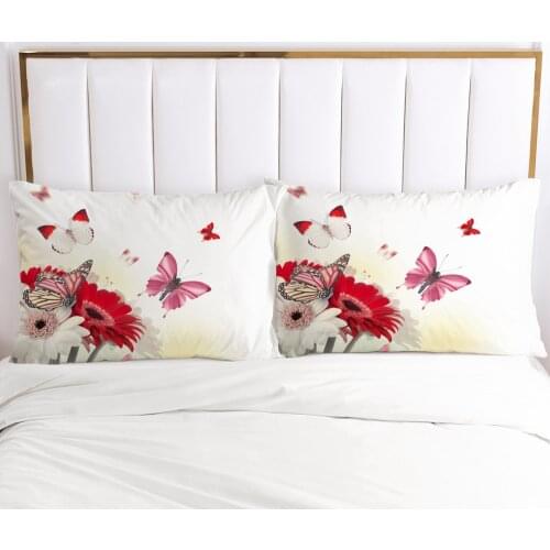 2PCS Pillowcase Home Decoration Pillow Cover Cases Bedding Print 3D HD Pink 70x70cm 50x75cm 50x70cm 80x80cm Simple Red Flowers