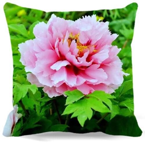 2017 New fashion Cotton polyester Pillow Case Waist Throw cushion covers Home car sofa hotel Peony flowers Pillow Cover 16" 18"