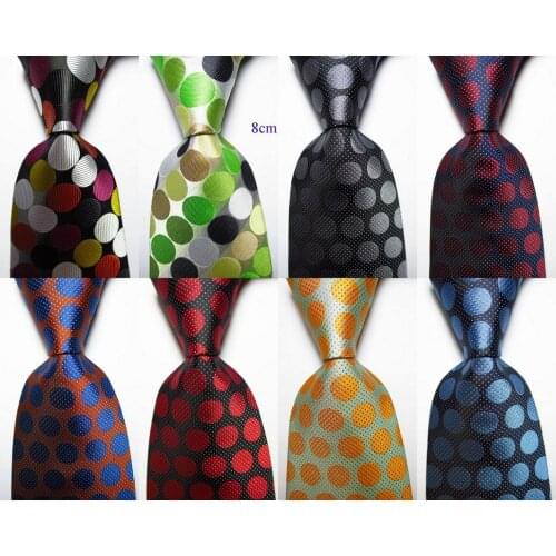 New Fashion Dot Tie Mens 9cm Silk Necktie Set Blue Red Yellow Green JACQUARD WOVEN 100% Silk Mens Tie Necktie