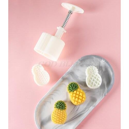 Plastic Mooncake Mold 50g Cookie Cutter with Pineapple Lotus Stamp Hand Press Chocolate Moon Cake Mould DIY Bakeware Drop Ship