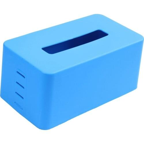 Rectangular Plastic tissue napkin box toilet paper dispenser case holder home office decoration (blue) 21.5*9.3*12cm