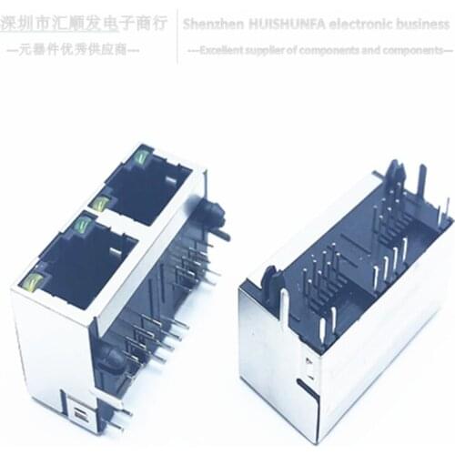 RJ45 socket 1*2 mesh port 90 degree bend insert crystal head 8P8C with light/no light shielding