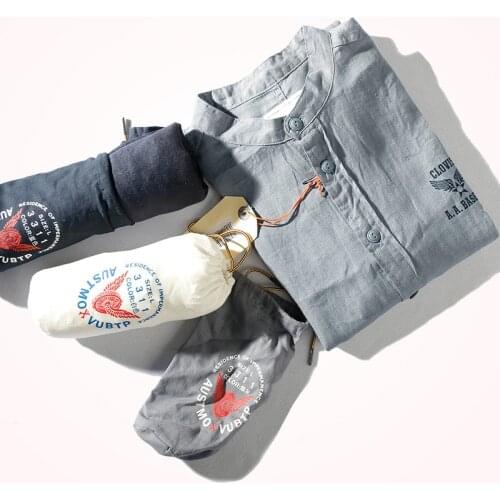 3311# Spring New Linen Shirt Mens Fashion Long Sleeve Retro Button Neckline Casual Versatile Slim Solid Simple Shirt Blouses