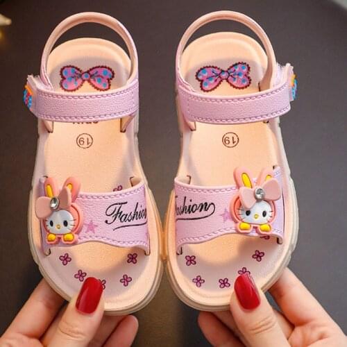 Sweet Girls Sandals Cute Toddler Baby Rabbit Cat Cartoon Sandals Children Non-Slip Shoes Summer Baby Kids Princess Roma Sandals