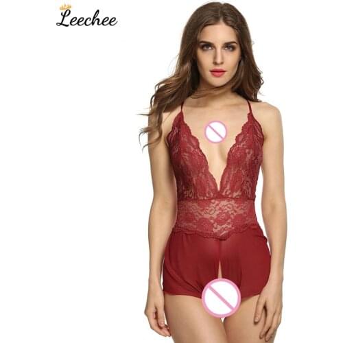 Sexy Lingerie backless Big Size Pattern Erotic underwear Baby Dolls Pajama Perspective Of Fancy Sleepwear Lace Tulle Underwaist