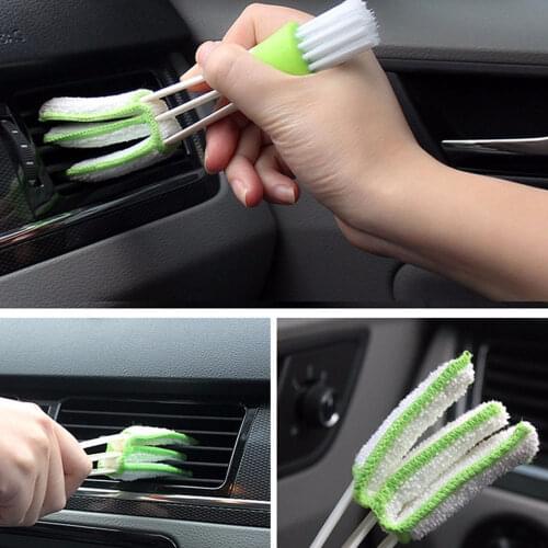 Automobile Air Outlet Brush Air Conditioning Vehicle Instrument Panel Dust Removal Brush Soft Brush Dualheaded Cleaning Supplies