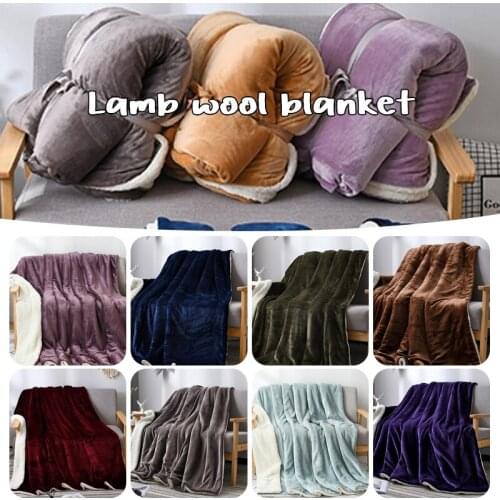 Wool Cashmere Soft Blankets For Beds Sofa Winter Thicken Throw Blanket Lamb Velvet Bedspreads Fleece Portable Quilts Sheet