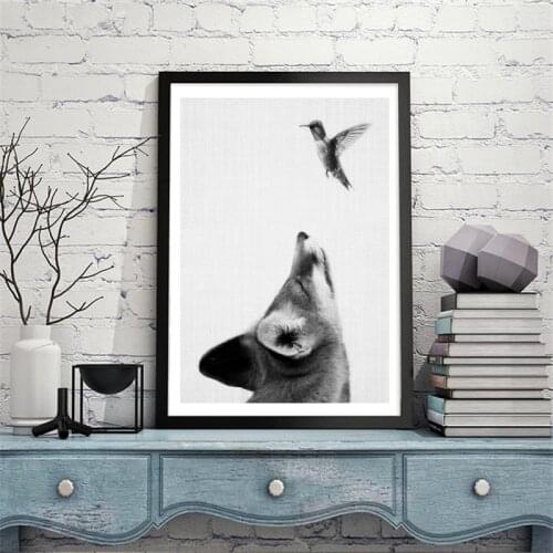 Modern Animal Fox And Bird Minimalistic Retro Poster Canvas Painting Picture Home Decoration Painting Wall Art Can Be Customized