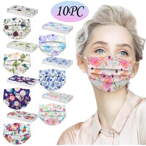 Adult Flower Printing Three Layer Protective Breathable mascarilla Monder Scarf Halloween Cosplay MasK