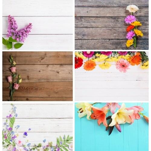 Vinyl Custom Photography Backdrops Props Flower Wood Planks Photo Studio Background 2183 KLZ-02