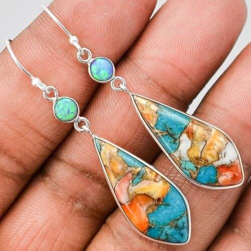 Vintage Colorful Natural Resin Long Drop Earrings for Women Wedding Jewelry Bohemian Dangle Statement Hook Earring Charm Gift