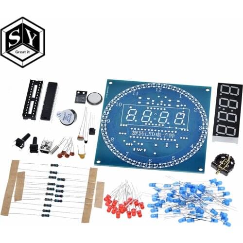 DS1302 Rotating LED Display Alarm Electronic Clock Module DIY KIT LED Temperature Display
