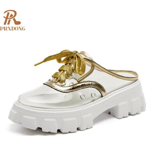 2021 Summer Casual Women Sandals Transparent Pvc Brand Slippers Fashion Concise Strange Med Heels Dress Casual Shoes Woman 34-39
