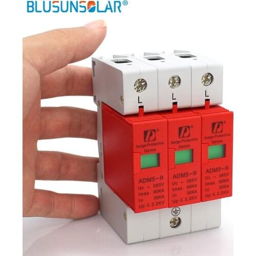 10 pieces/lot) Din Rail 35mm 3P 60KA 385V AC Household Low-voltage Surge Protective Device