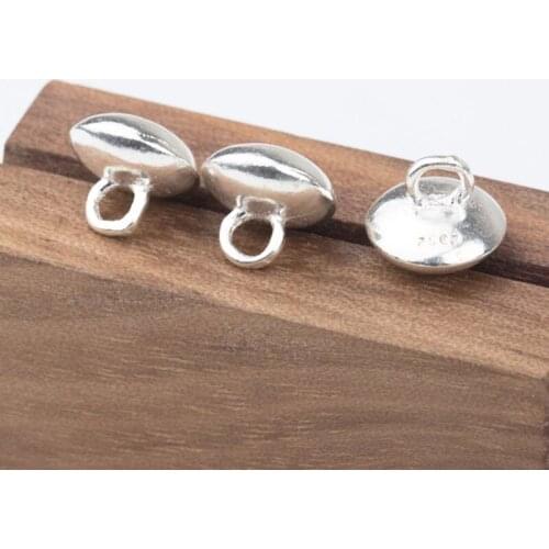 100% 925 Sterling Silver Cute Button Charms Handmade Bracelets Earrings Dangle Pendants DIY Fancy Jewelry Making Accessories