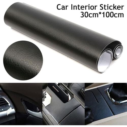 100x30CM Black Car Interior Decor DIY 3D Leather Texture Auto Dashboard Trim Film Vinyl Sheet Stickers Vehilce Body Cover Decal