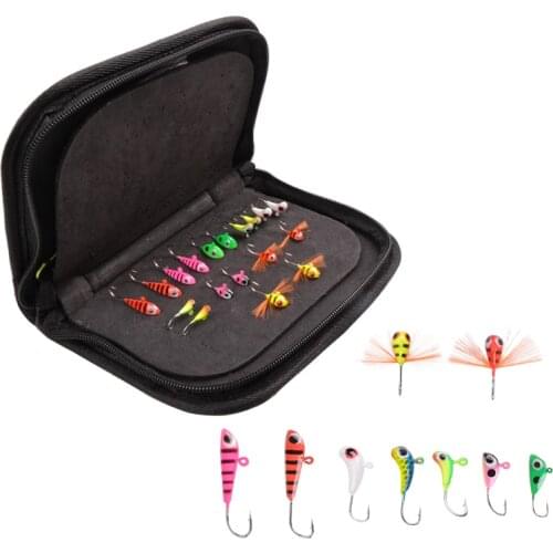 18pcs/Set 1g-4.1g Ice Fishing Lures Ice jigs Winter Jigs Head Hooks Ice Fishing JIgs Kit For Saltwater Fishing