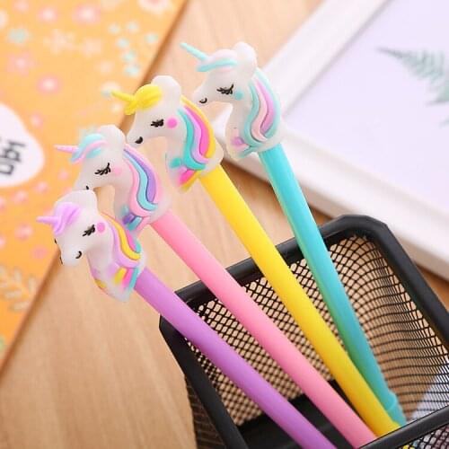 20 pcs Stationery Creative Rouge Unicorn Gel Pen Cute Cartoon Student Test Water-Based Paint Pen Office Signature Pen