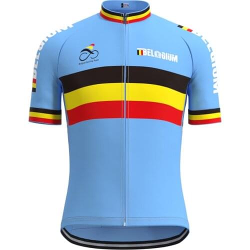 2013 Racing Belgium Team Man Blue Retro Cycling Jersey Short Sleeves Clothing Triathlon Mtb Bike Jersey maillot ciclismo hombre